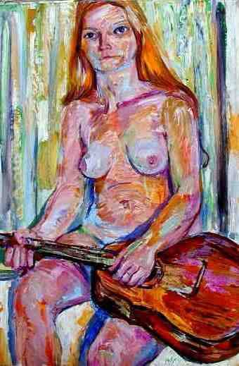 Orange Nude with Guitar
