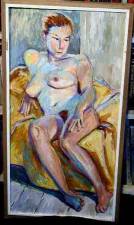 Seated Nude on Yellow Couch