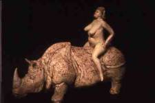Lady on Rhino