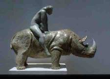 Woman on Rhino