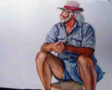 Old Man with Red Hat Band