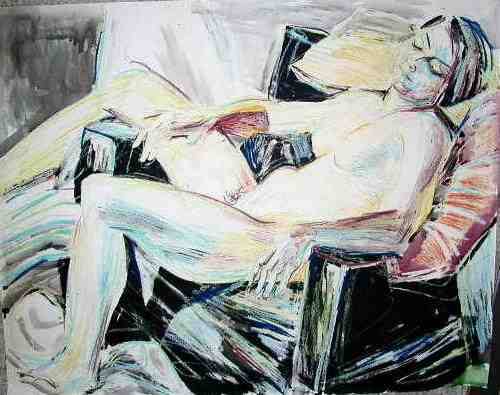 Pastel Nude in Black Chair