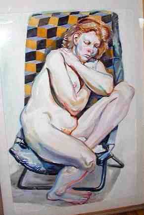 Red Head on Block Rug