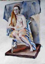 Seated Red Head/Blue Towel