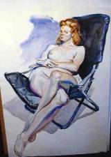 Sulky Red Head in Black Chair