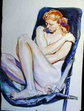 Sulky Red Head in Black Chair 1